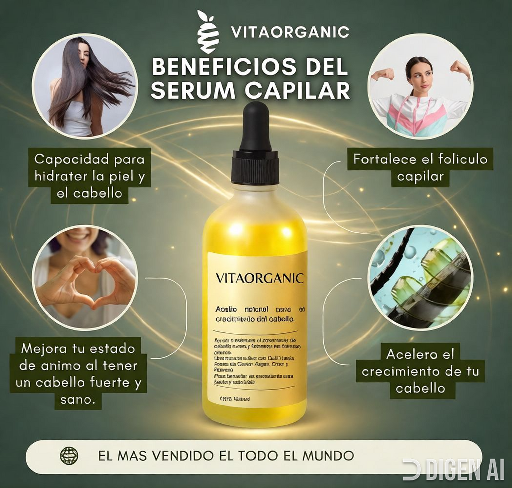 VitaOrganic Serum Capilar — Aceite Natural para el Crecimiento del Cabello
