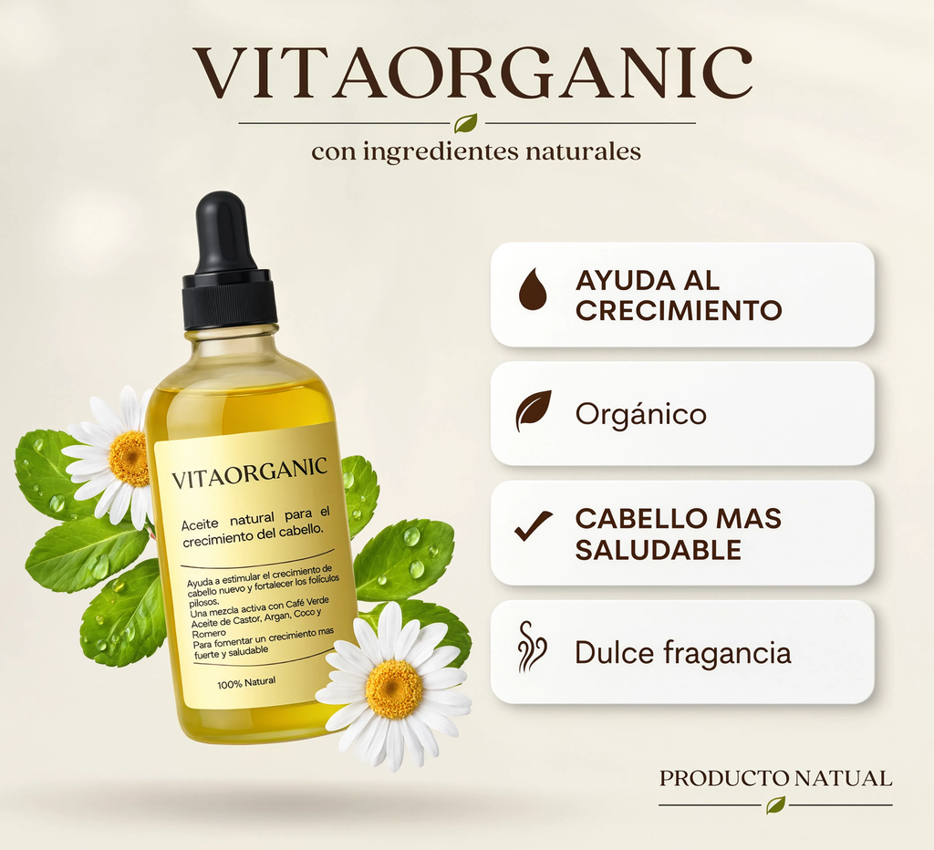 VitaOrganic Serum Capilar — Aceite Natural para el Crecimiento del Cabello